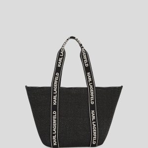 Logo woven beach tote bag