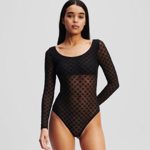 MONOGRAM LONG-SLEEVED MESH BODYSUIT