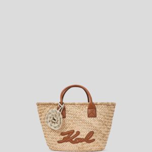 K/SIGNATURE MEDIUM RAFFIA TOTE BAG