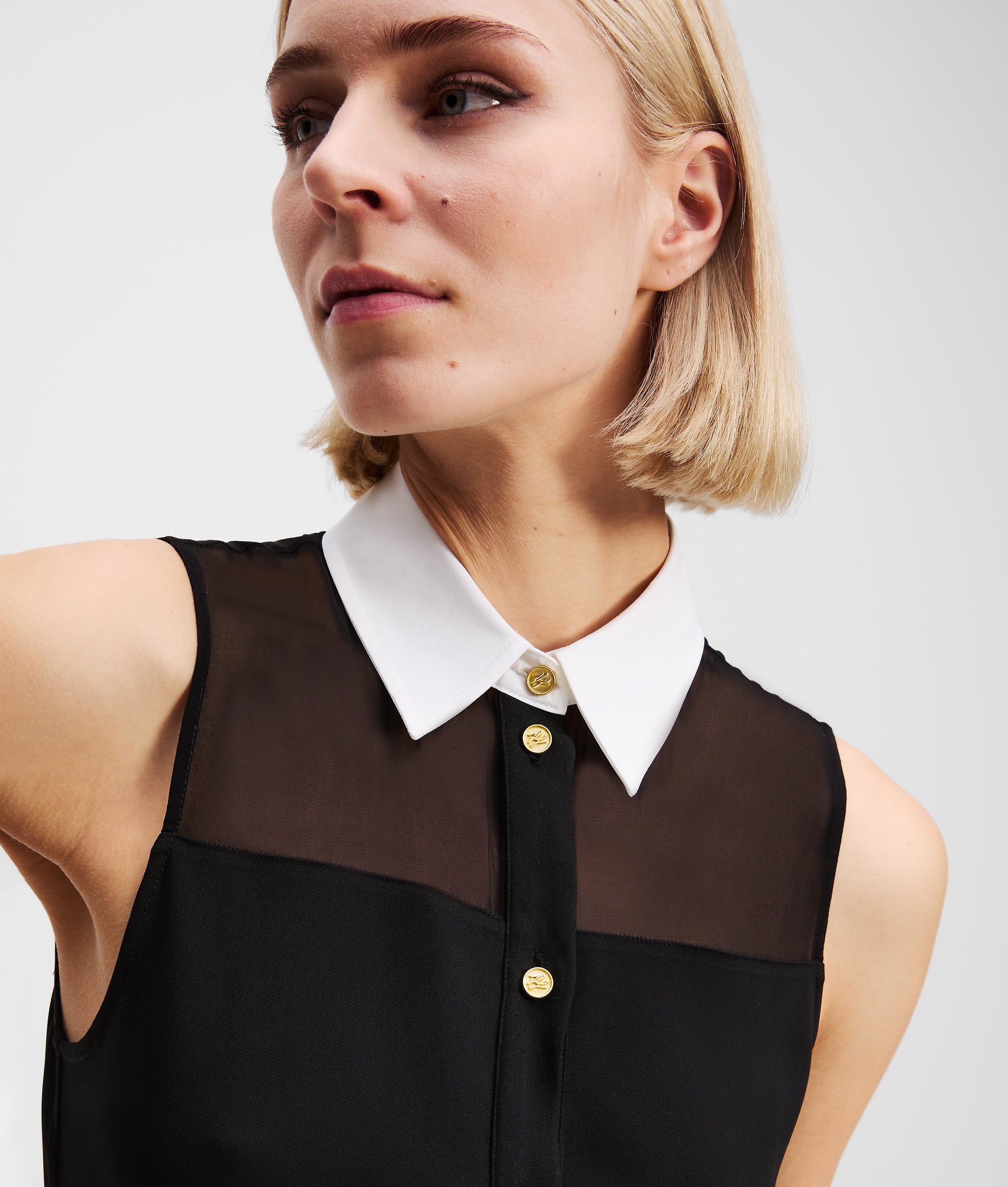 POPLIN COLLAR SLEEVELESS BLOUSE - Image 2