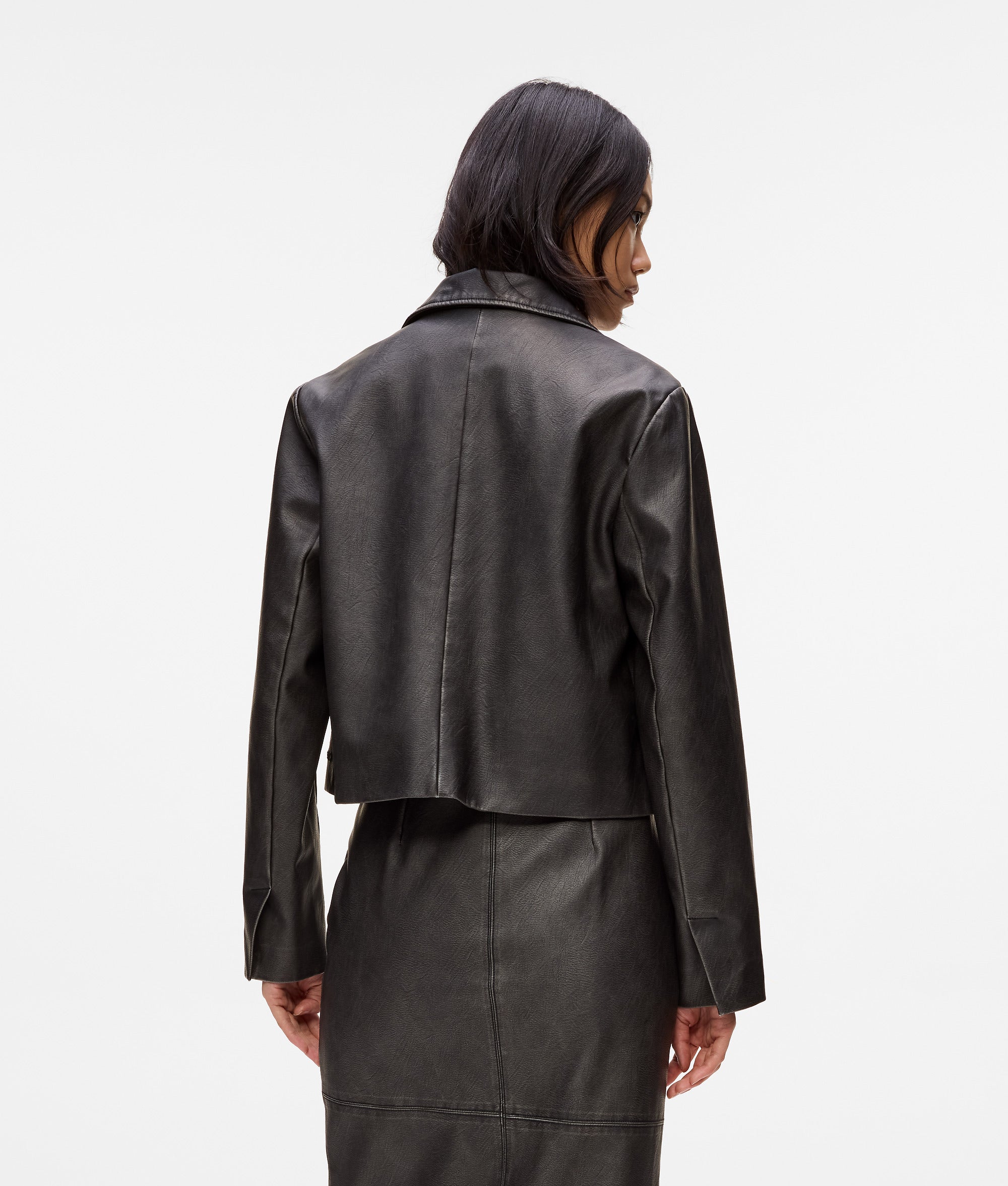Distressed faux-leather blazer - Image 3