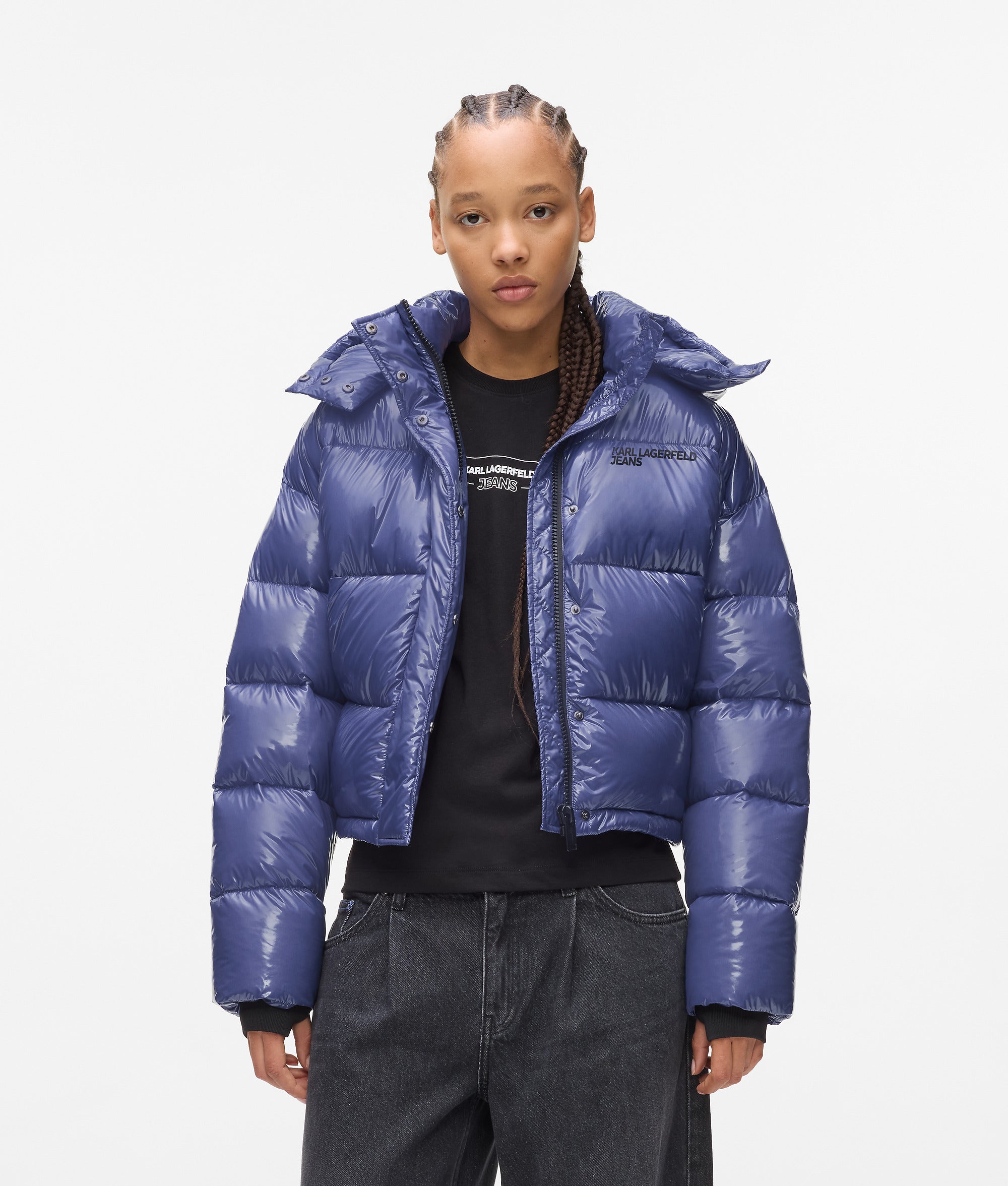 Shiny boxy puffer jacket