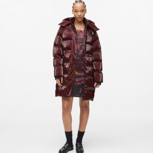 Long pearlised puffer jacket