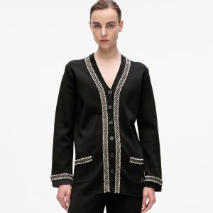 Boucl?? detail cardigan