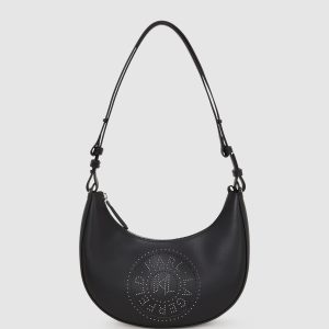 K/Circle studded moon shoulder bag
