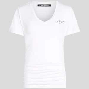 SIGNATURE V-NECK RUCHED T-SHIRT