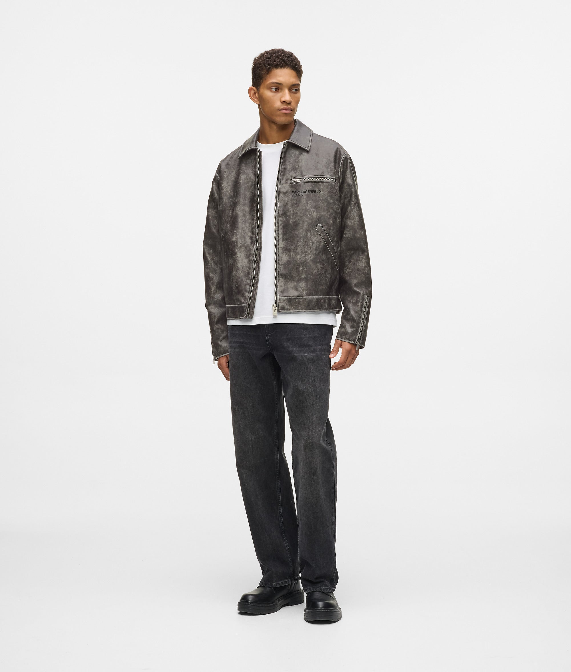 Distressed faux leather jacket - Image 4