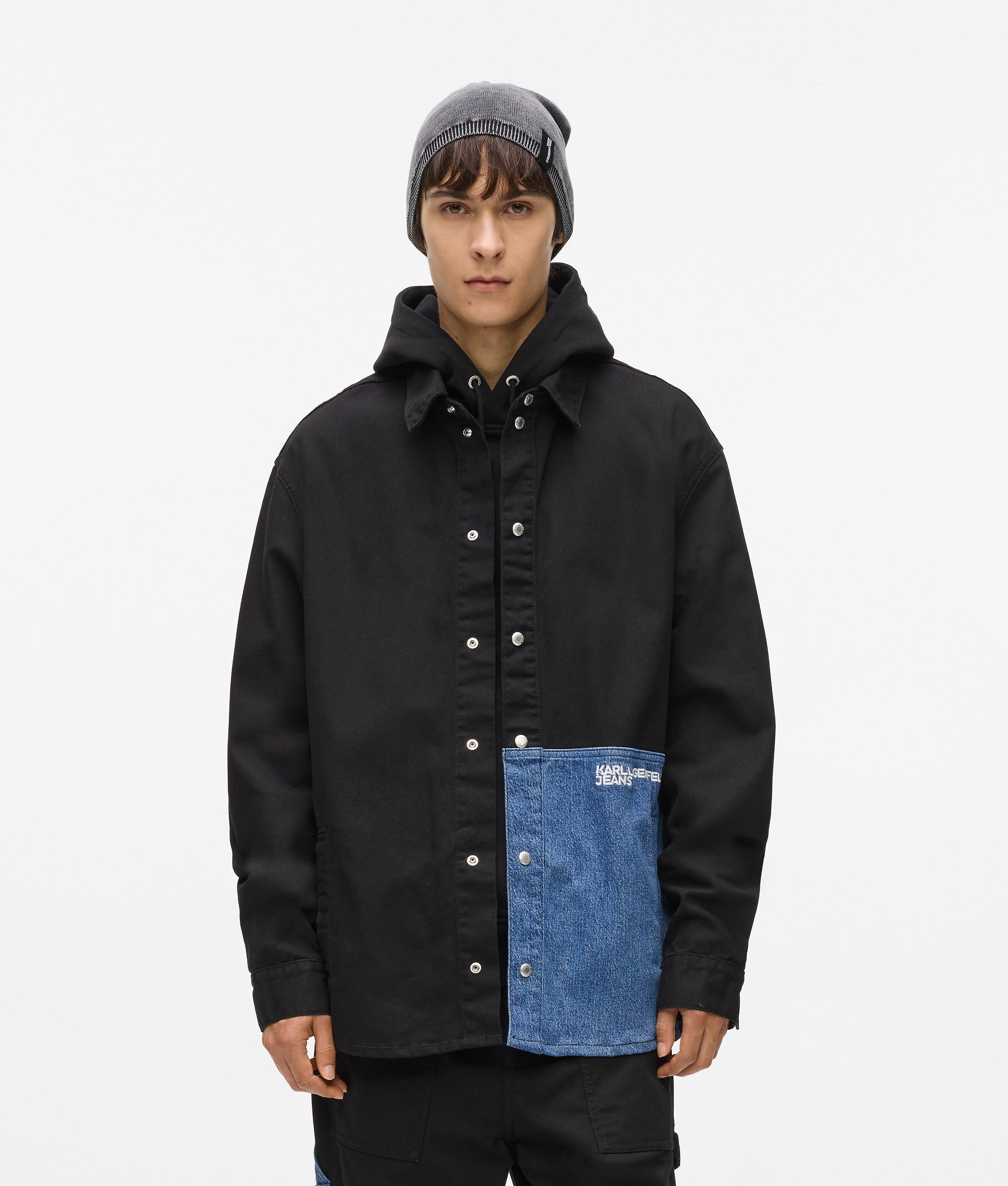 Denim panel overshirt