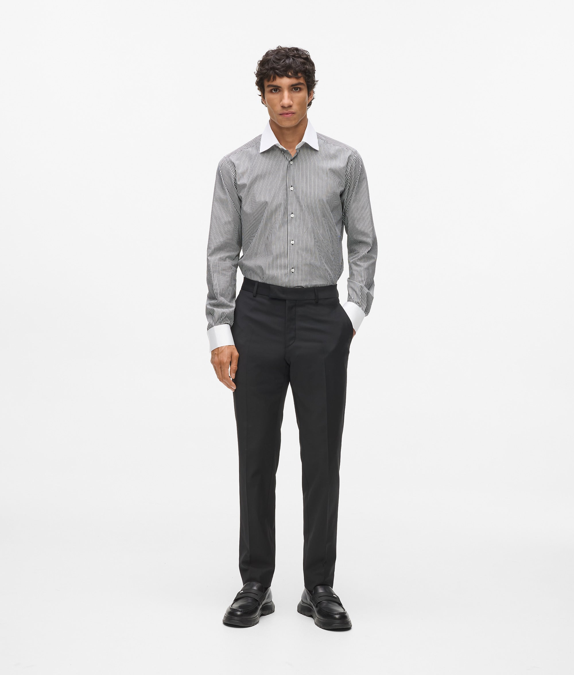 Contrast collar and cuffs shirt - Image 4